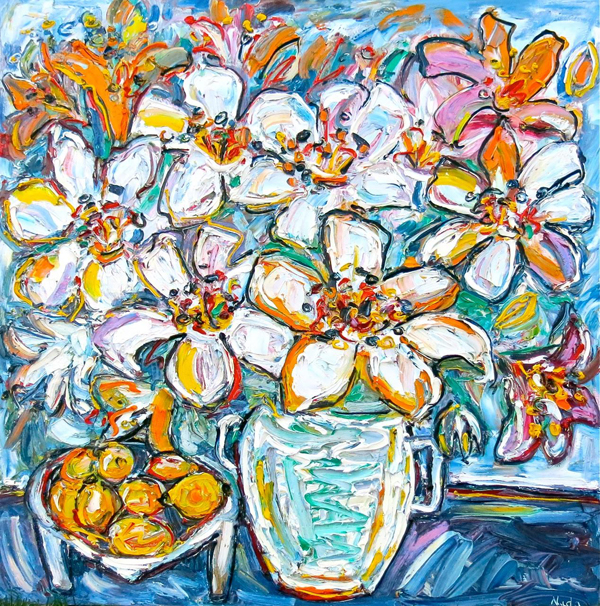 Lily Bouquet and Lemons 1.5m x 1.5m