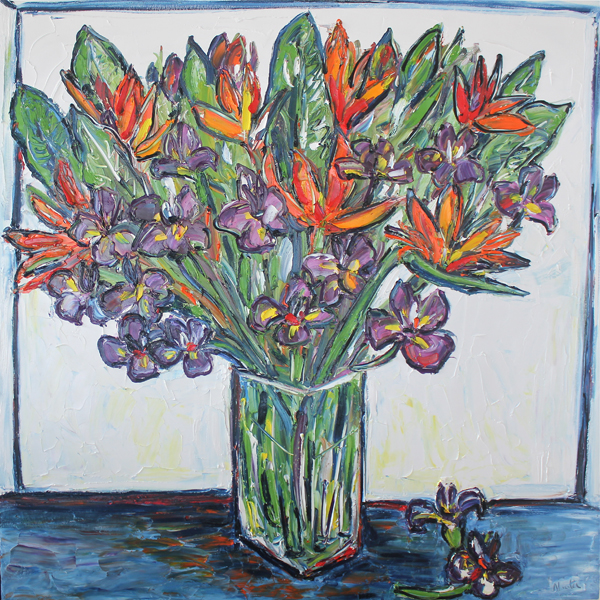 Strailitzias and Iris Bouquet 1.1m x 1.1m